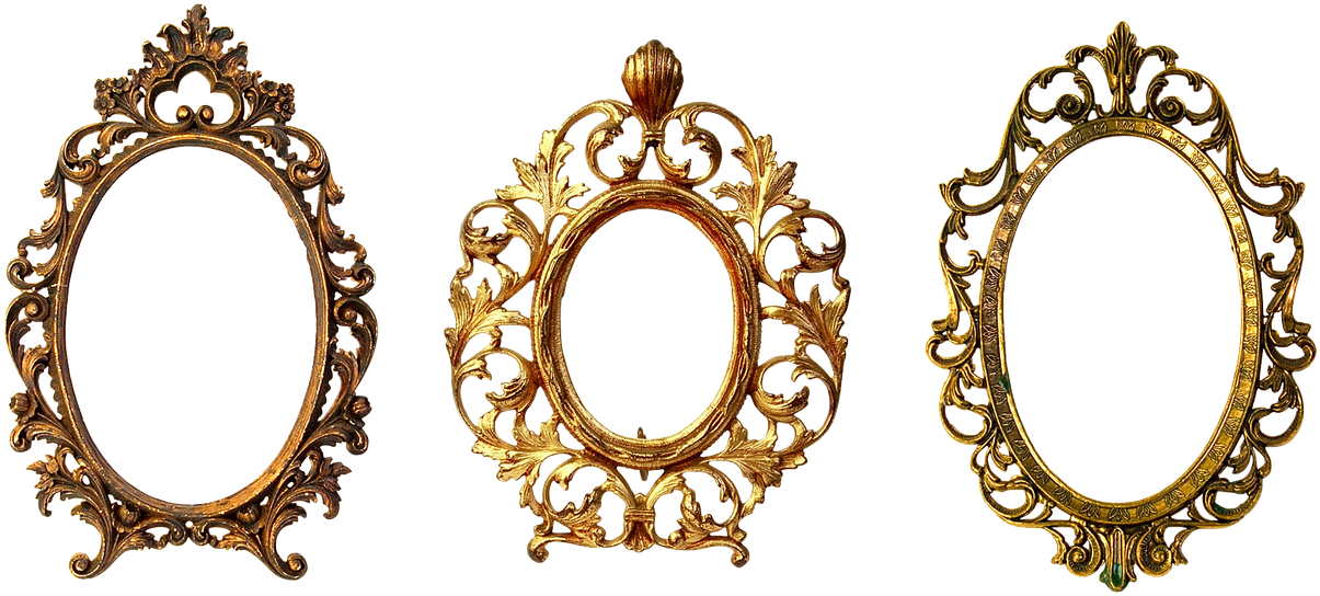 Frame Oval Wooden Frame - Gold Oval Picture Frame Clipart (1280x619), Png Download