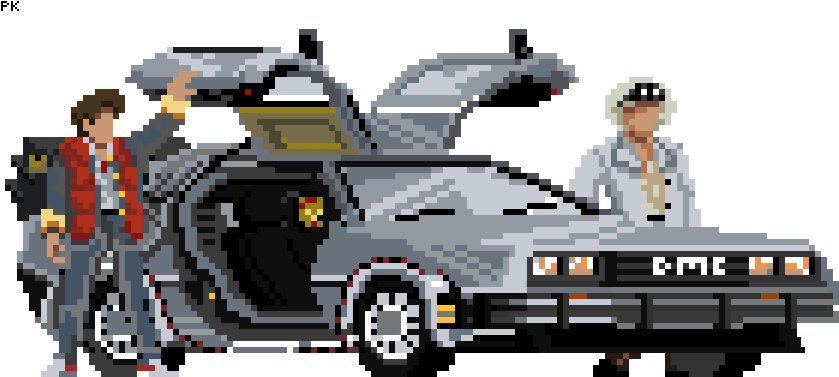 Main Image Back To The Future By Thatboi - Back To The Future Pixel Art Clipart (846x378), Png Download