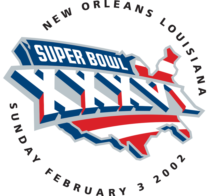 Super Bowl Xxii Was Played At The Rose Bowl - 2002 Super Bowl Logo Clipart (851x800), Png Download