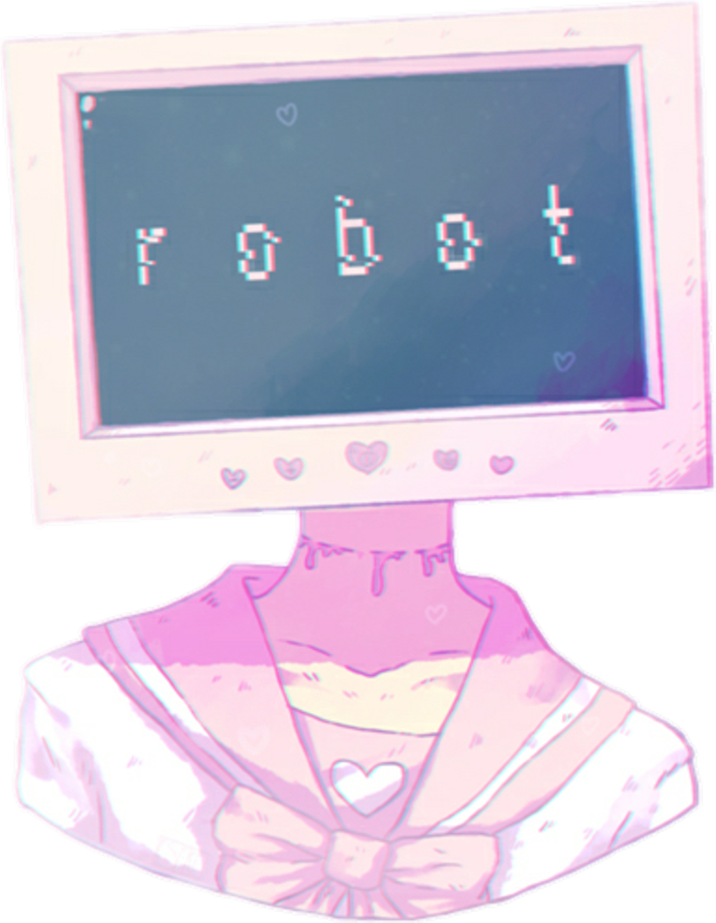 Anime Pastel Robot Aesthetic Vaporwave - Tv Head Pastel Clipart (1024x1320), Png Download