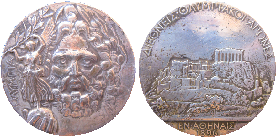 1896 Athen's Gold, Silver, Bronze Medals - Coin Clipart (900x438), Png Download
