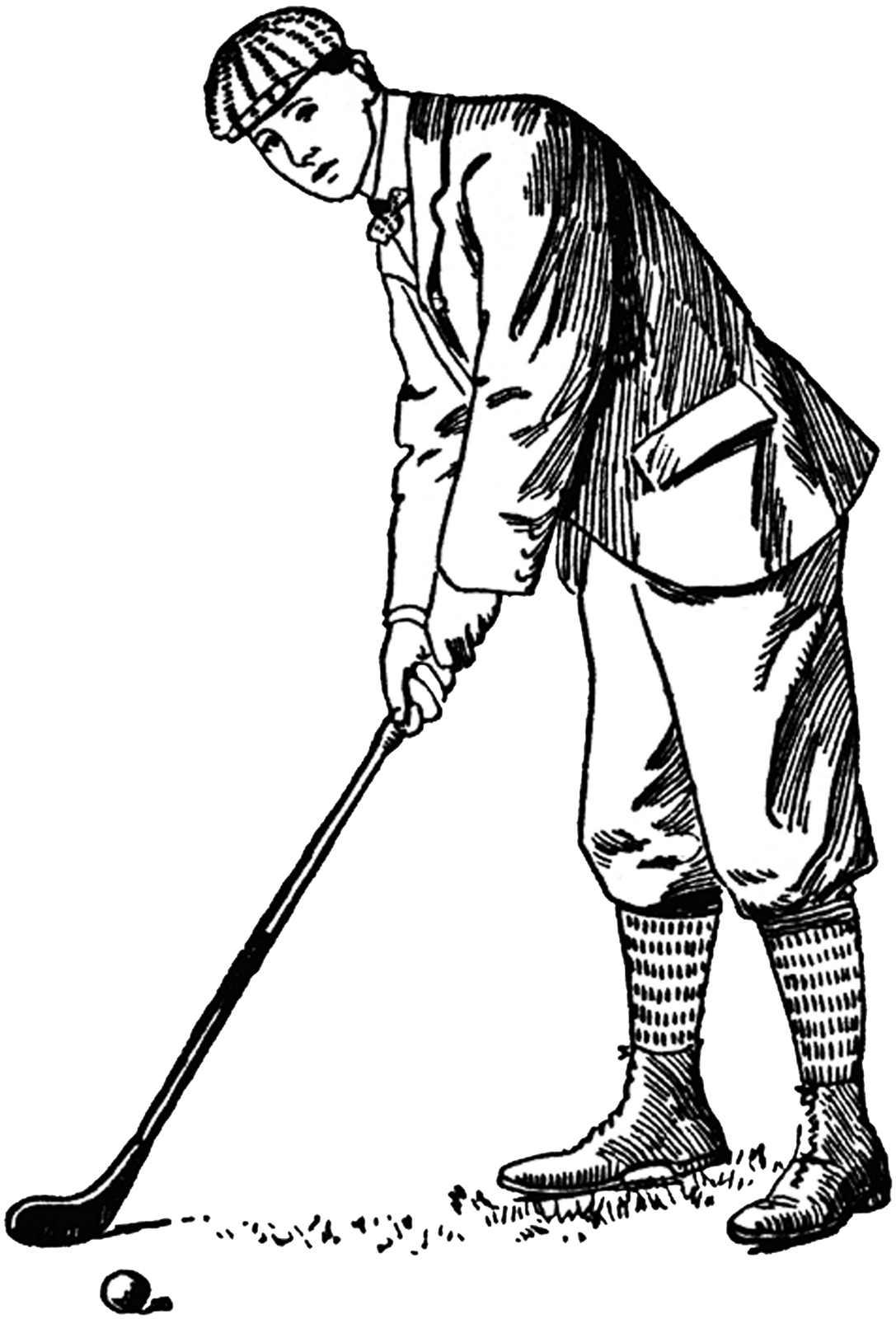 Being Hit By Golf Balls Really Hurts - Vintage Golf Clip Art - Png Download (1087x1600), Png Download
