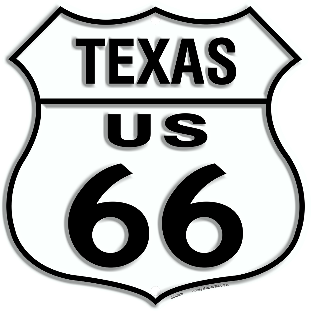 Us Route 66 Texas 12 X 12" Shield Metal Tin Embossed - Texas Route 66 Sign Clipart (1000x1000), Png Download