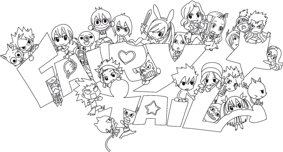 Fairy Tail Anime Chibi Coloring Pages Yvaqq0q Fairy - Fairy Tail Chibi Characters Drawing Clipart (900x634), Png Download