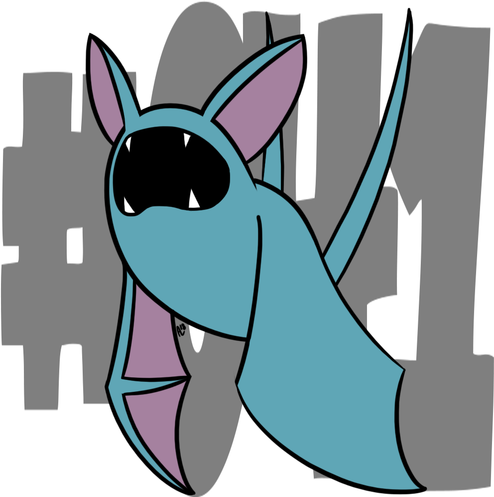 041 Zubat - Cartoon Clipart (1000x1000), Png Download