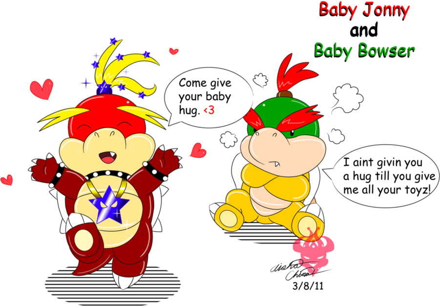 Nintendo Villains Images Baby Jonny And Baby Bowser - Baby Bowser And Bowser Clipart (900x638), Png Download