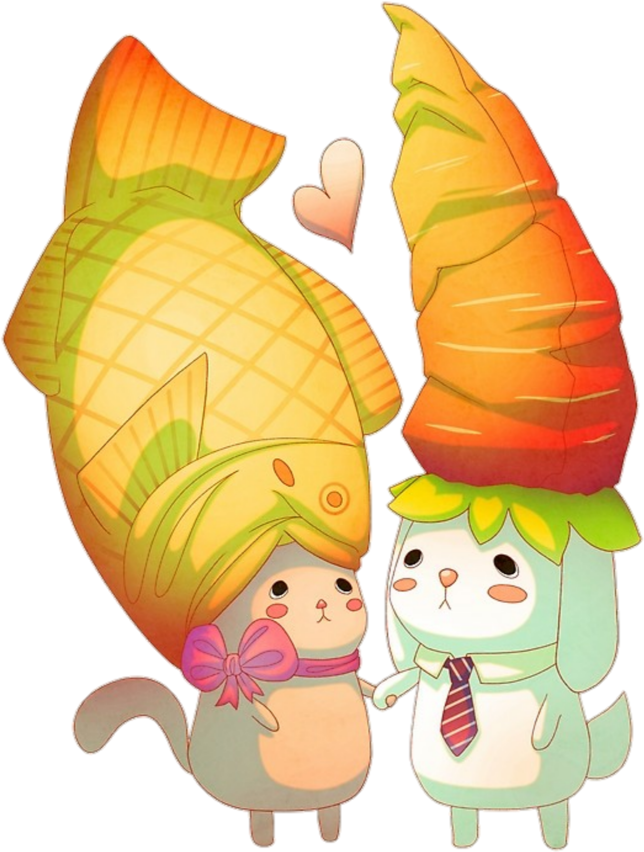 Love Heart Fish Carrot Kawaii Rabbit Bunny Bunnyrabbit Clipart (1291x1708), Png Download