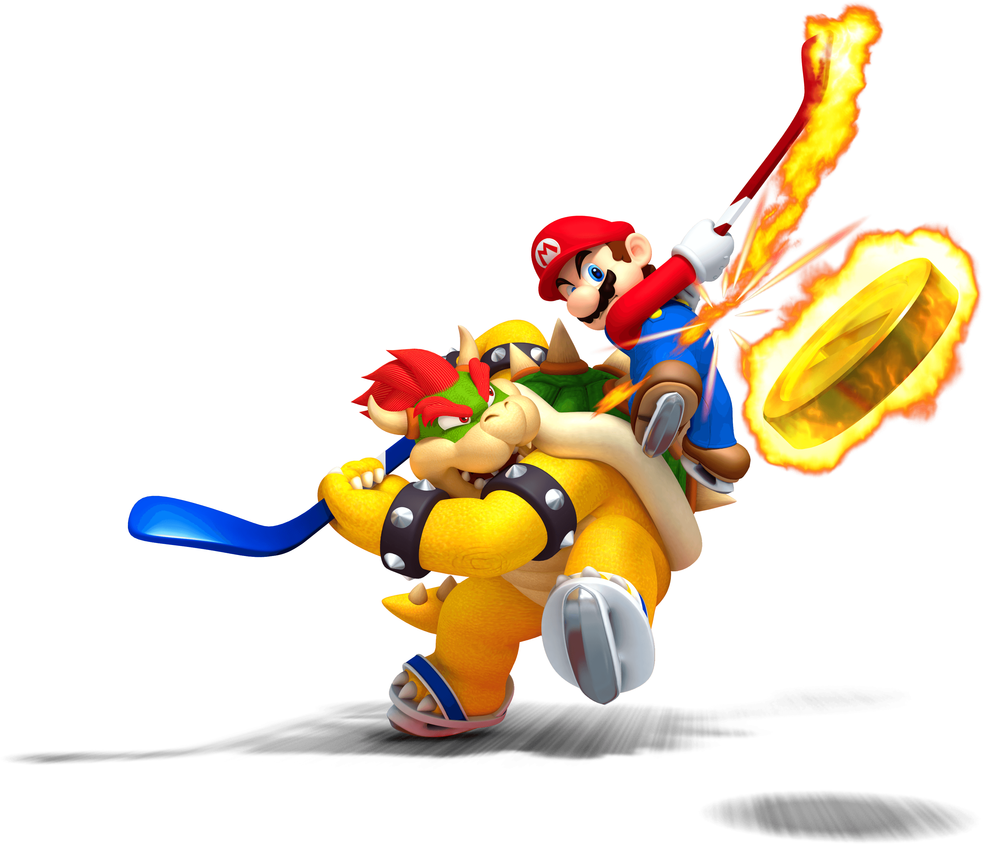 Bowser And Mario Playing Ice Hockey - Mario Sports Mix Clipart (3394x2913), Png Download
