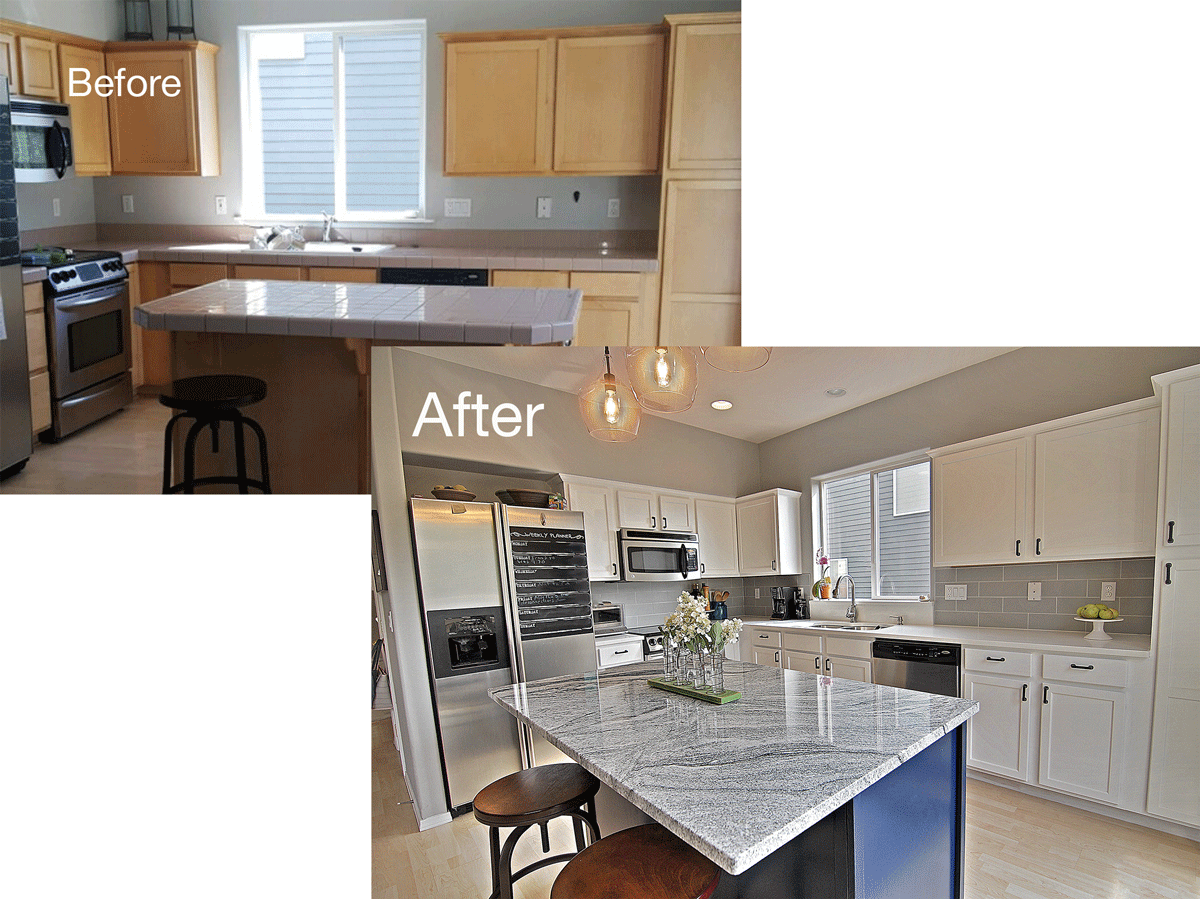 Portland Granite Kitchen Before After - Kitchen Clipart (1200x899), Png Download