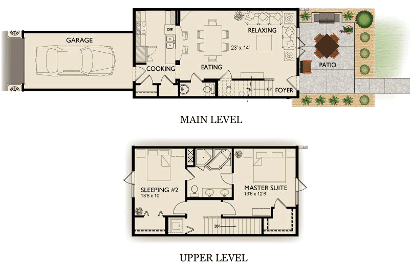 Unit Amenities - 2 Bedroom 1.5 Bath With Garage Floor Plans Clipart (800x520), Png Download