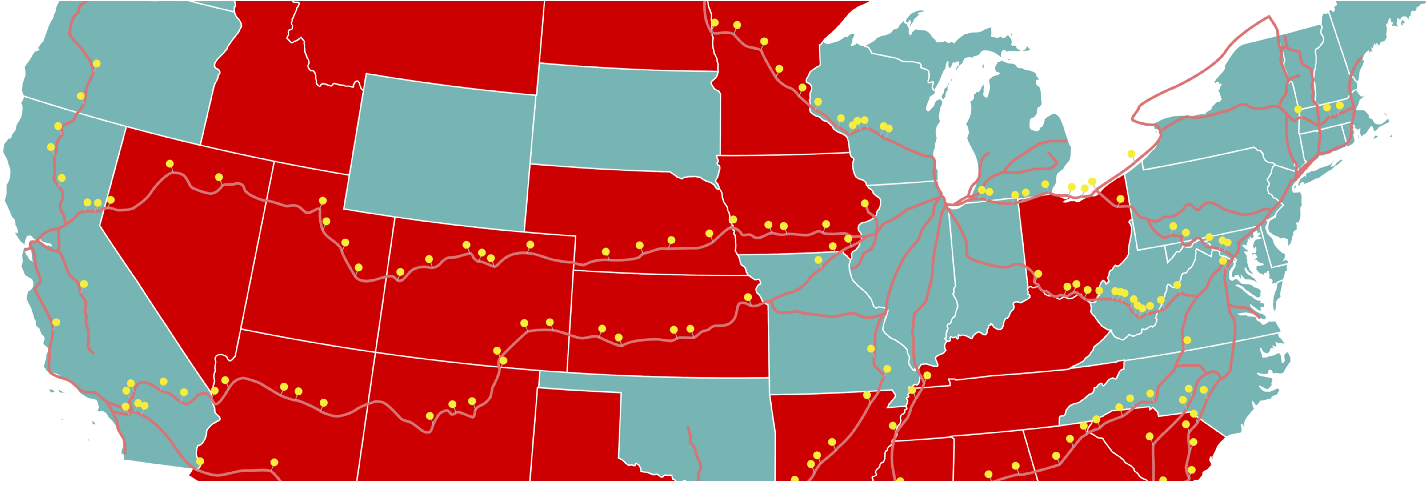 Come On, Ride The Train - 2016 Election Map By Age Clipart (1600x480), Png Download