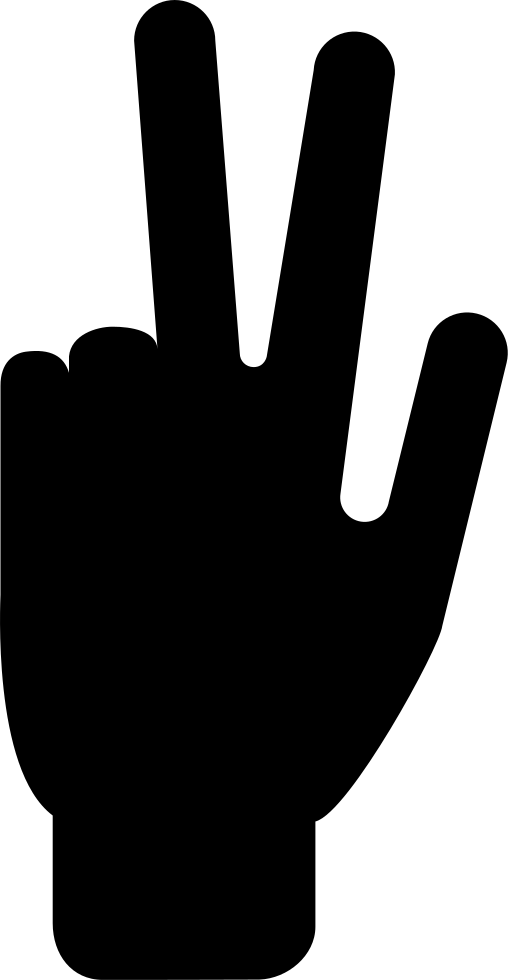 Three Fingers Extended Of Hand Silhouette Comments - Stop Hand Black Png Clipart (508x980), Png Download