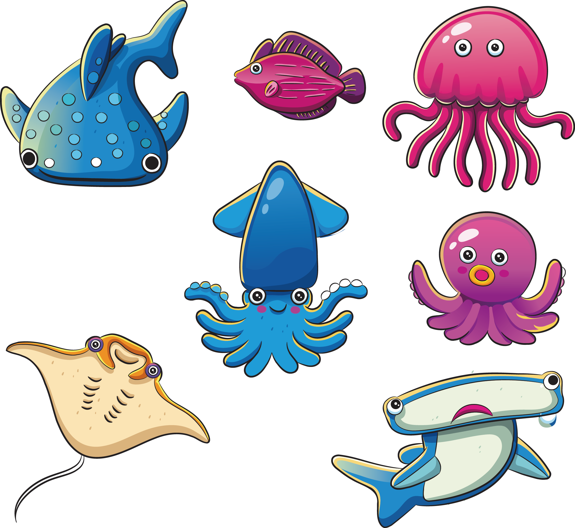 Benthic Zone World Ocean Seabed Fish Clip Art - การ์ตูน ปลาหมึก - Png Download (2221x2039), Png Download