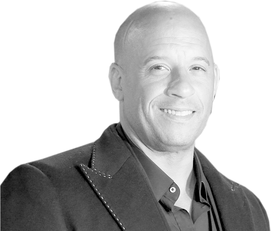 Vin Diesel - Dominic Toretto Black And White Clipart (1000x799), Png Download