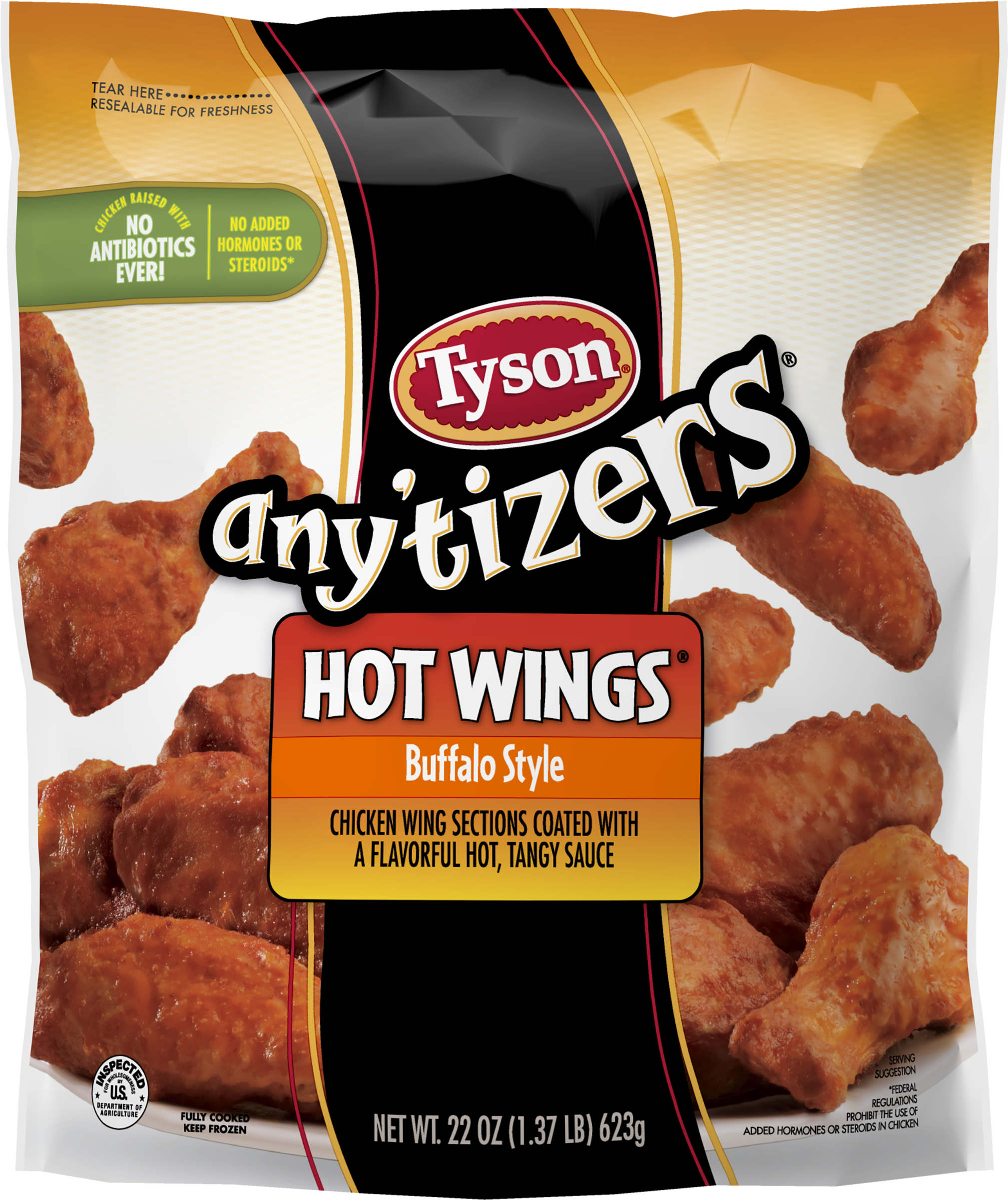 Tyson® Any'tizers® Buffalo Style Bone-in Chicken Wings, - Tyson Any Tizers Wings Clipart (2400x2400), Png Download