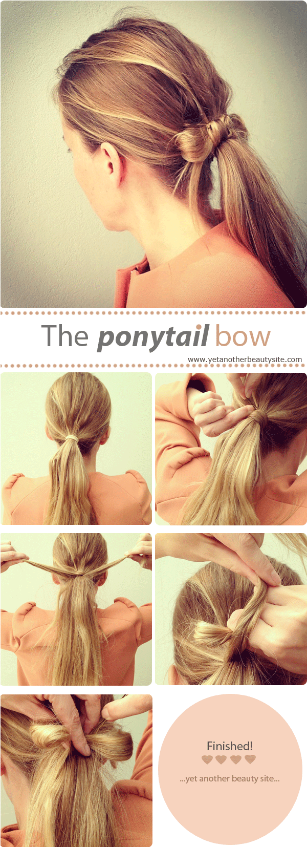 View In Gallery Hair Bow Ponytail - Ponytail Easy Cute Hairstyles Step By Step Clipart (600x1664), Png Download