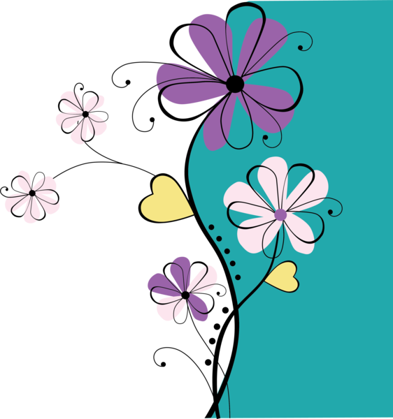 Graphic Flower Mural Design Clipart (562x600), Png Download
