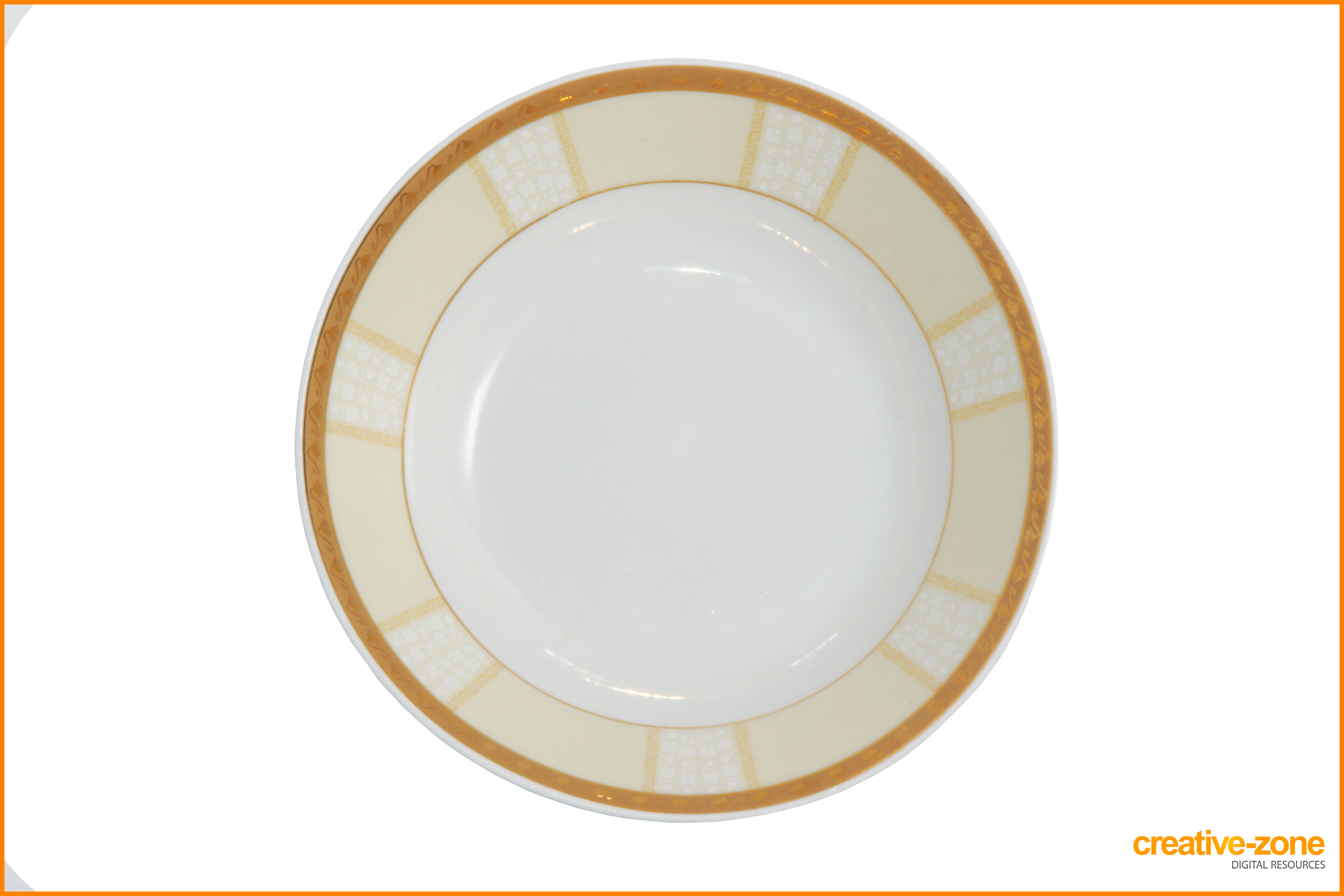 White Plate With Golden Framing, Transparent - Circle Clipart (6030x4020), Png Download