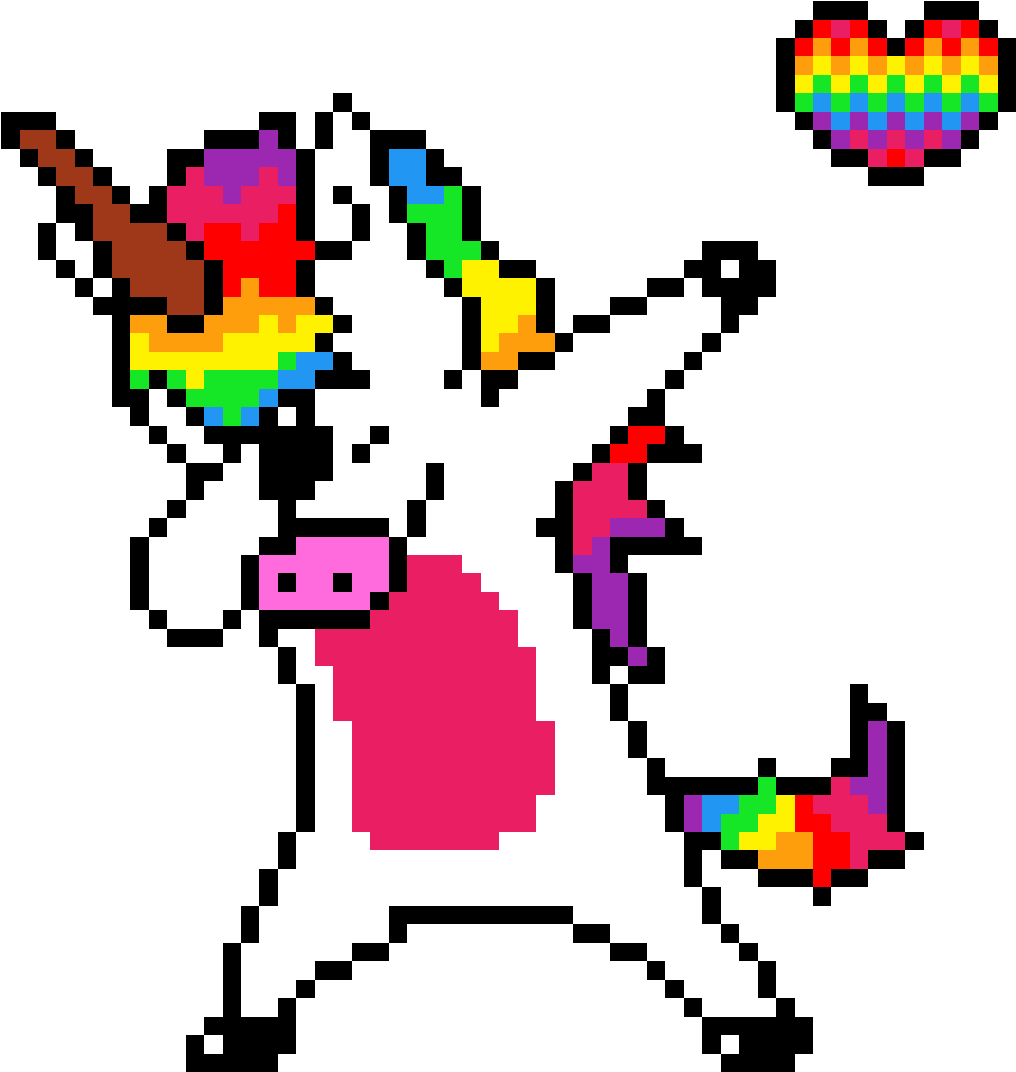 Dabbing Unicorn - Cute Pixel Art Unicorn Clipart (1105x1190), Png Download