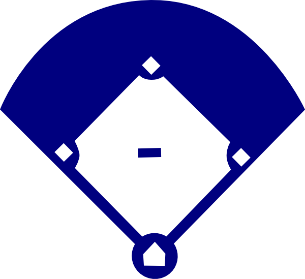 Baseball Field Blue Clip Art At Clker - Black And White Baseball Field Clipart - Png Download (600x549), Png Download
