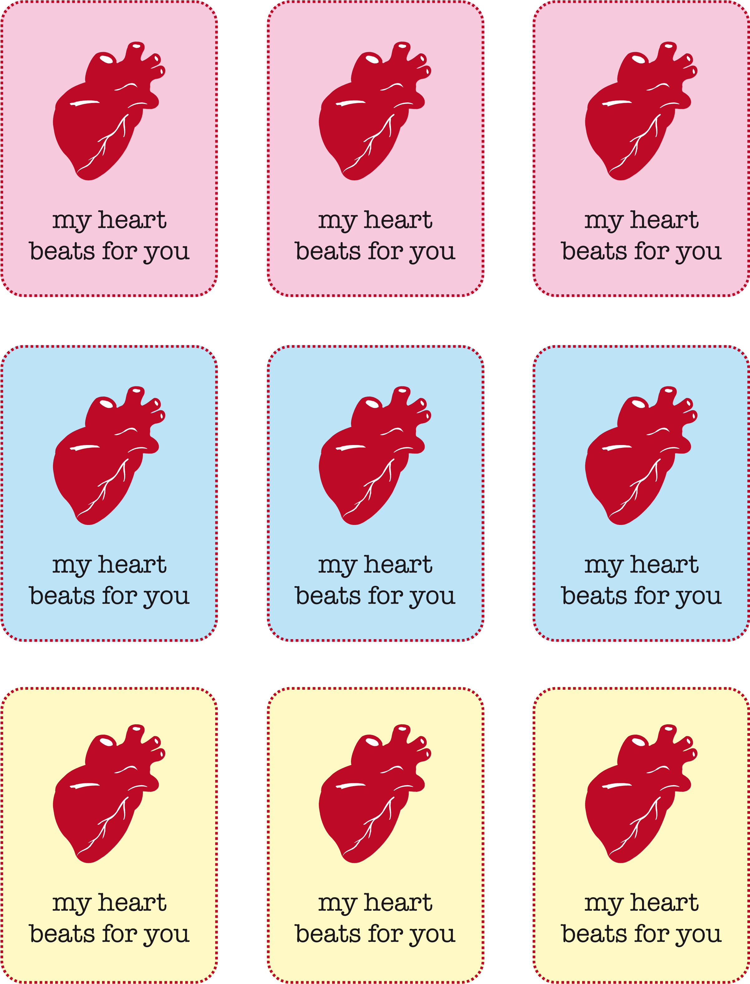Valentineprintables Myheartbeatsforyou Multicolors Clipart (2550x3300), Png Download