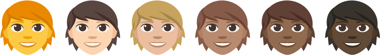 Your Skin Tone Emoji Choices For The Adult Emoji - Emoji Skin Tones Clipart (1400x300), Png Download