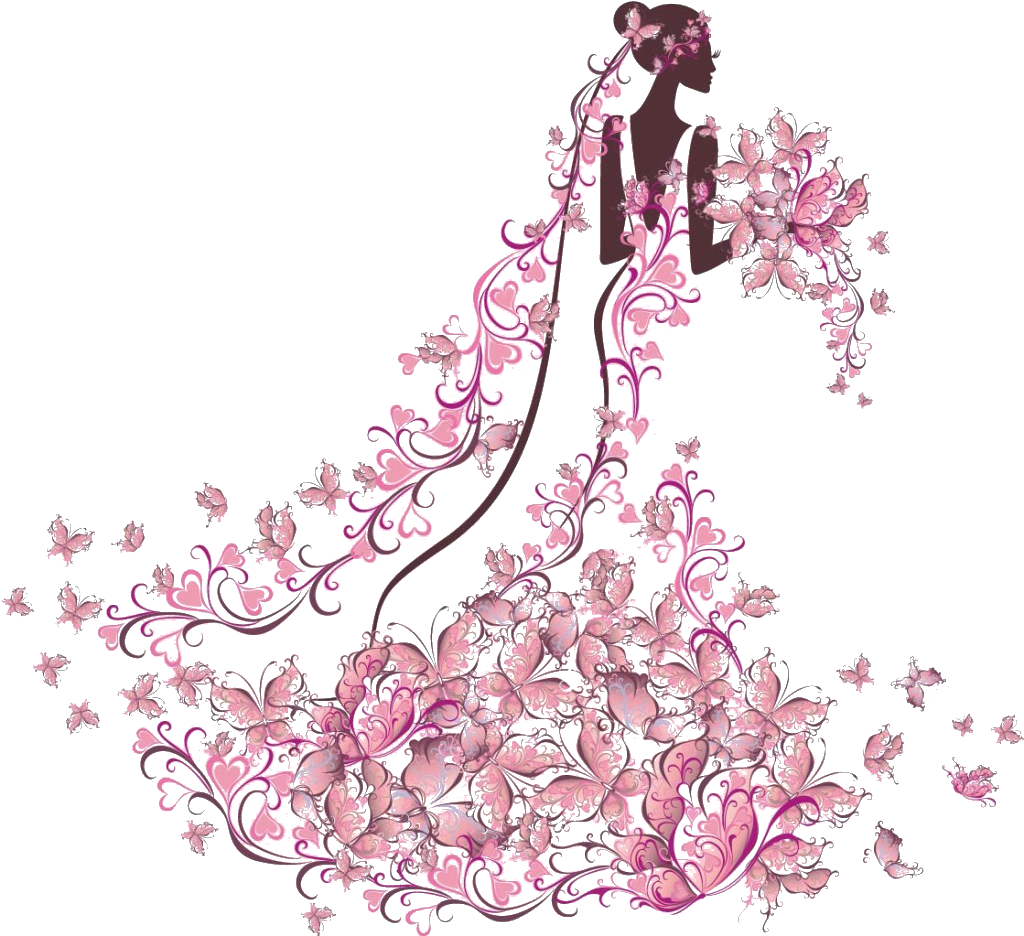 Bride Png Clipart Background - Pink Butterfly Transparent Png (1024x1429), Png Download