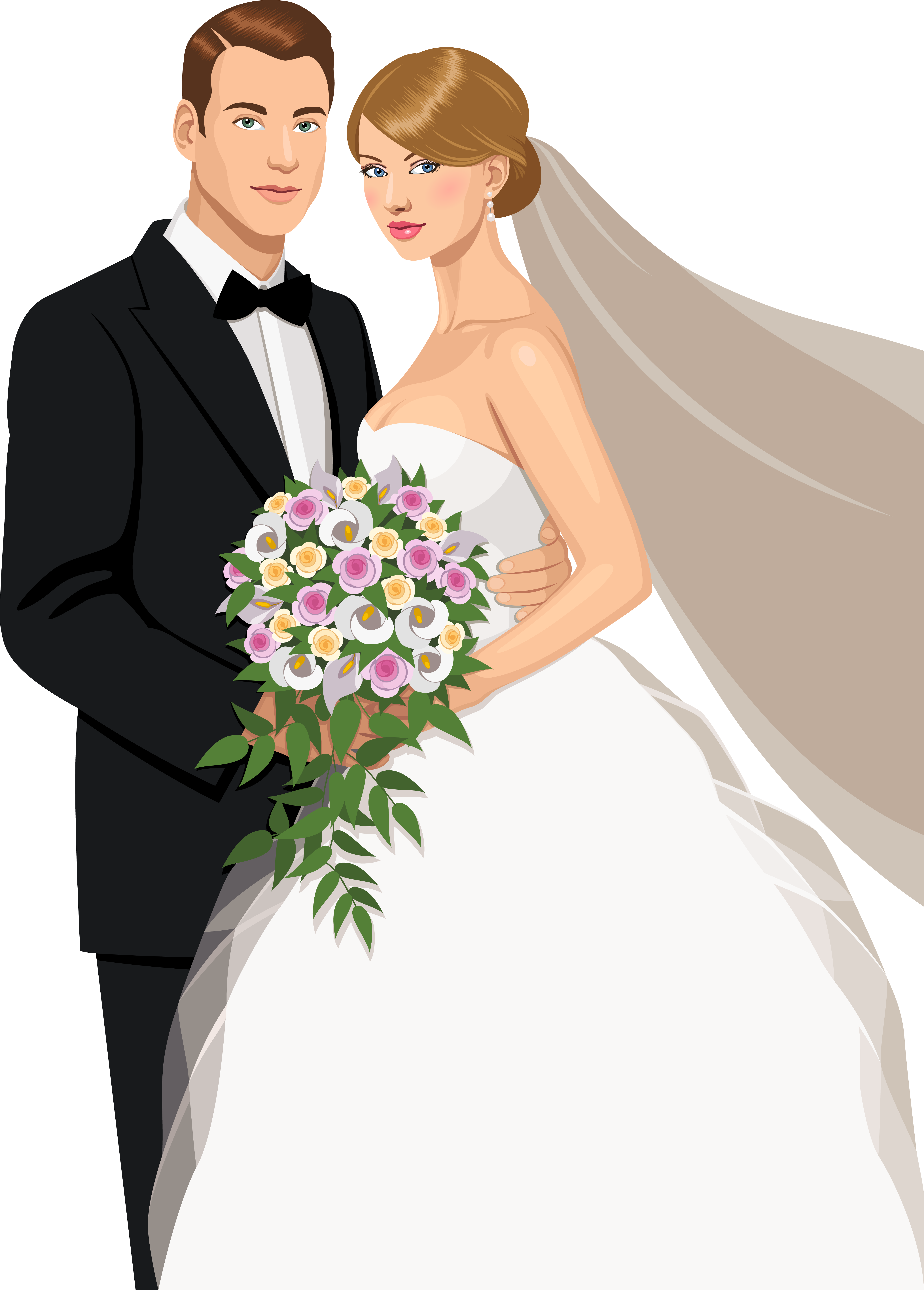Bride Png Hd Quality - Bride And Bridegroom Clipart (5108x7128), Png Download