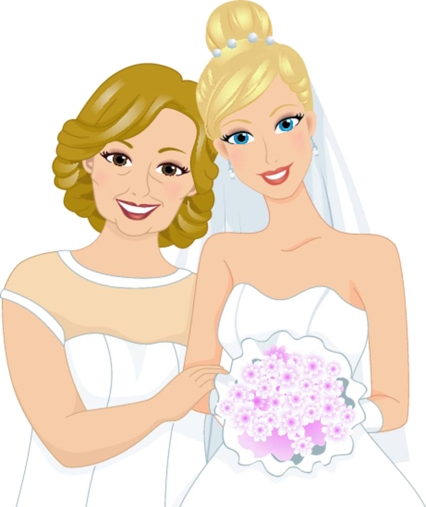 Banner Transparent Download Bride And Bridesmaid Clipart - Mother Of Bride Illustration - Png Download (840x1000), Png Download