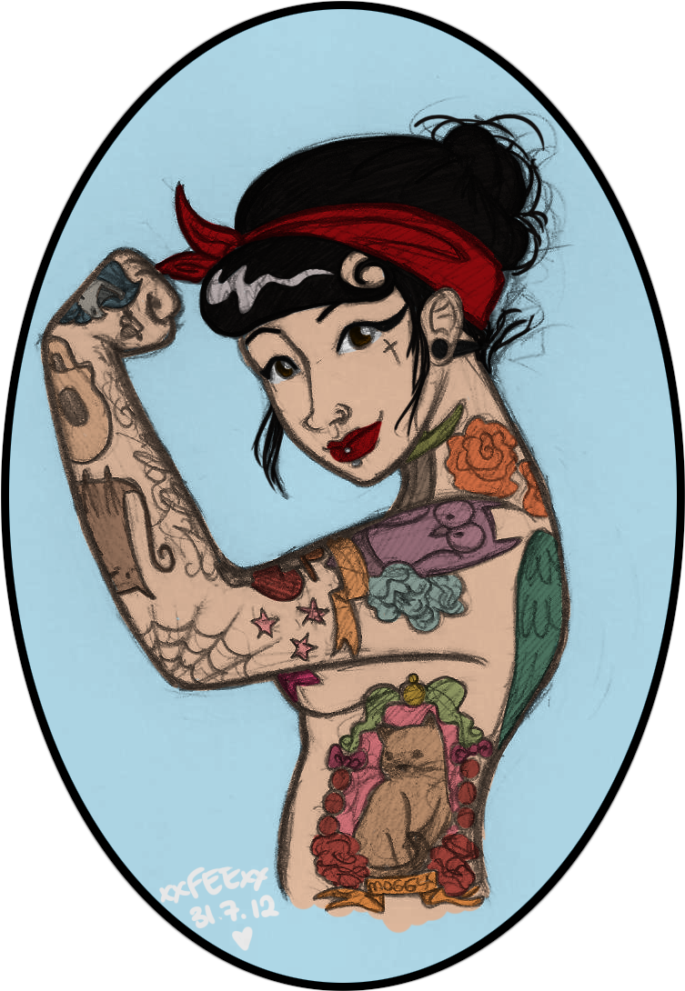 Images For > Rosie The Riveter Tattoo Clipart (753x1090), Png Download