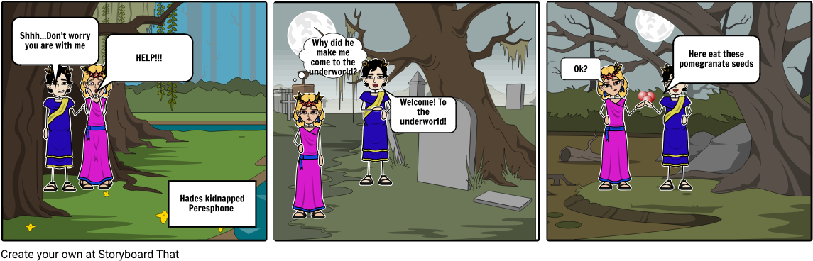 Persephone And Hades - Cartoon Clipart (1164x385), Png Download