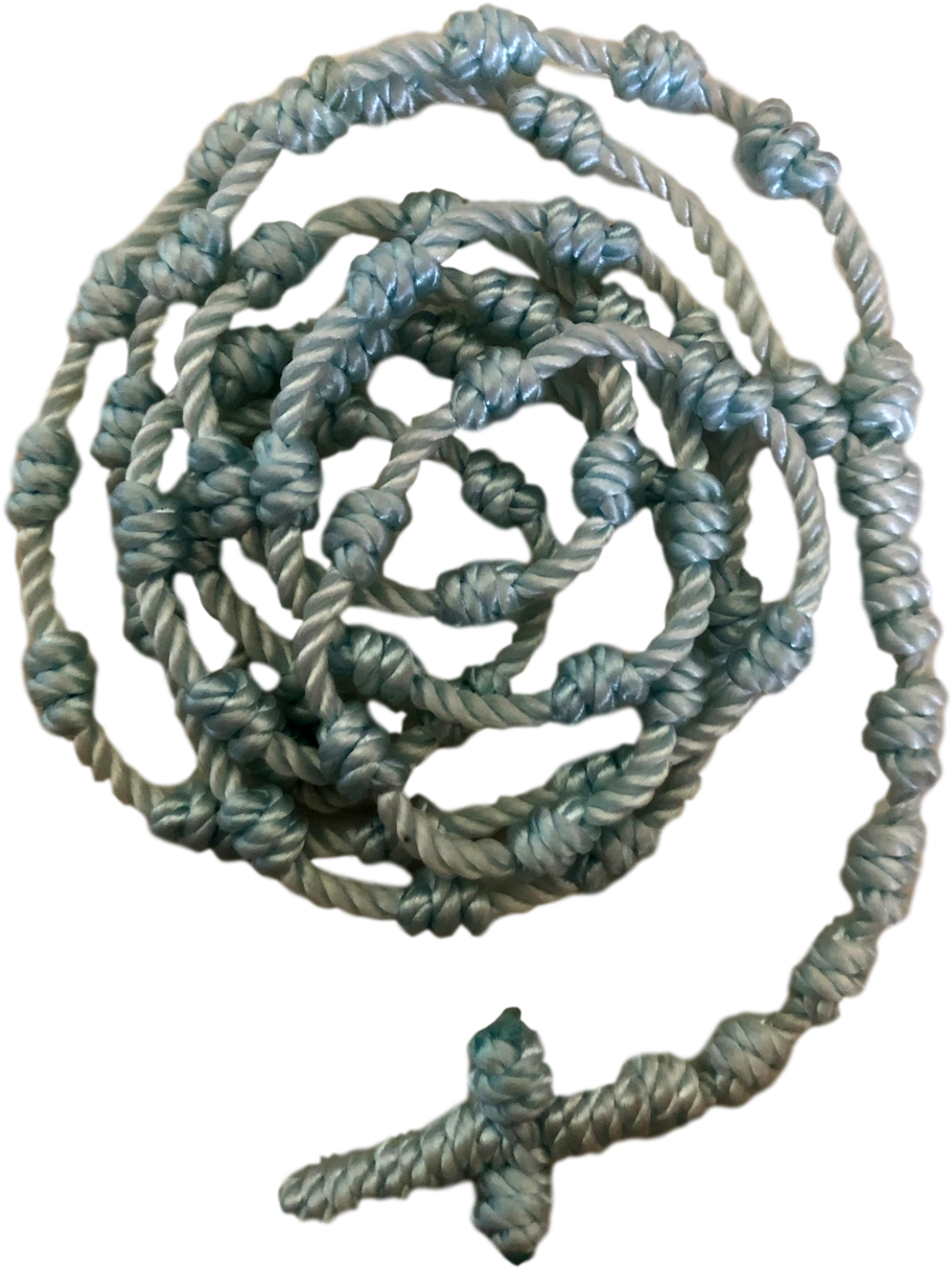 Religious Rosary Necklace Knotted Handwoven Light Blue - Artifact Clipart (1016x1280), Png Download