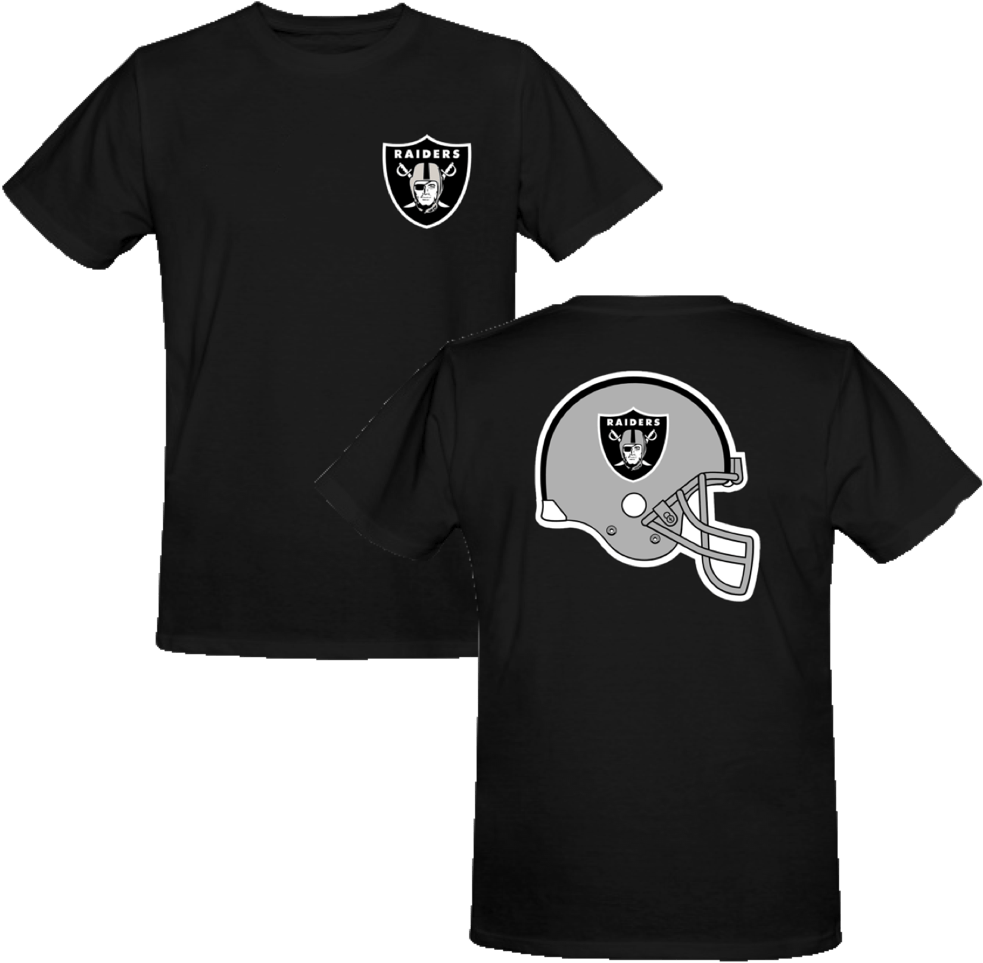 Oakland Raiders Majestic Nfl Helmet Logo T-shirt Black Clipart (983x963), Png Download