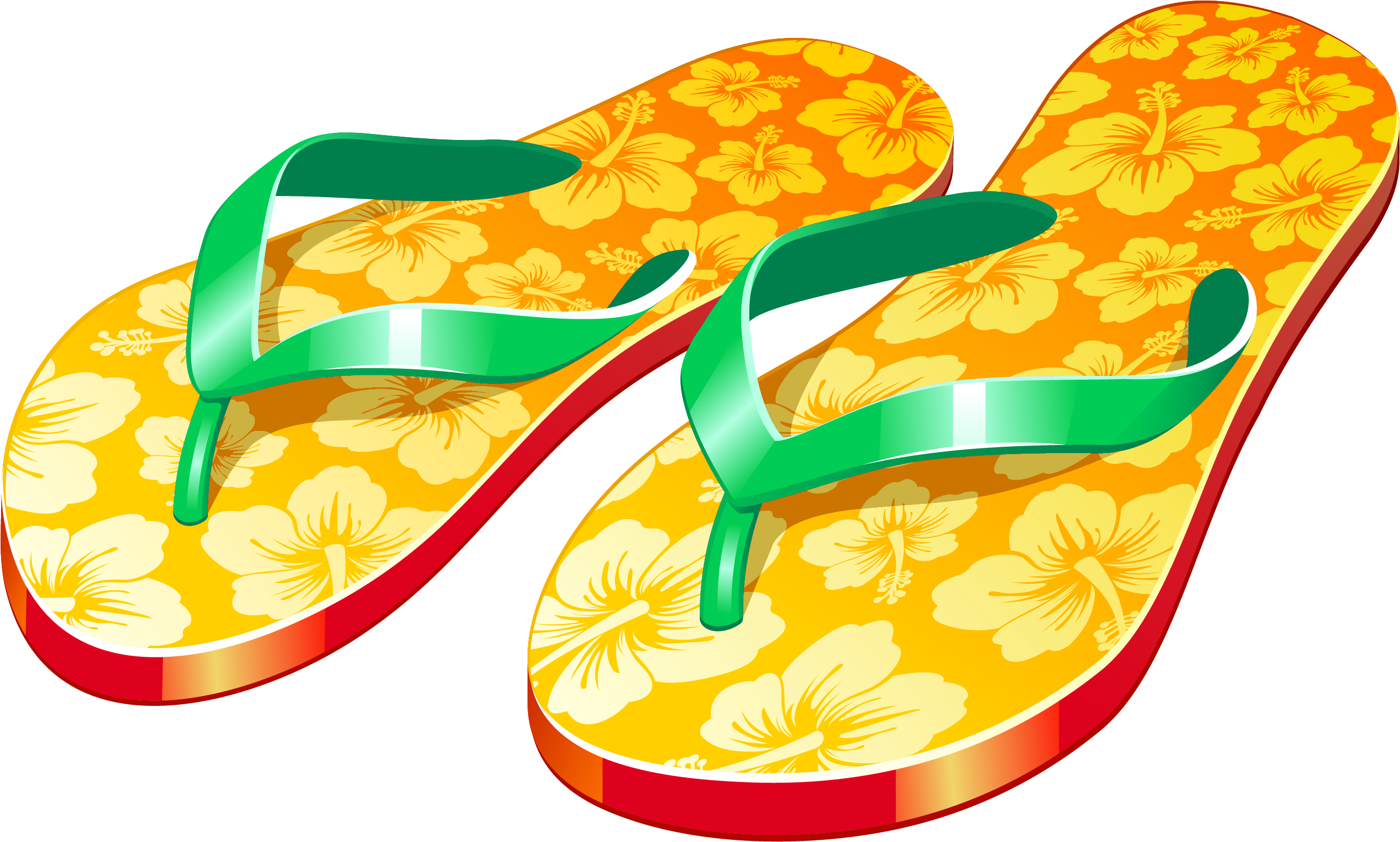 Transparent Yellow Beach Flip Flops Png Clipar - Flipflops Png (2751x1722), Png Download