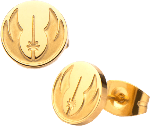Jedi Order Gold-tone Stud Earrings - Brinco Star Wars Clipart (600x600), Png Download