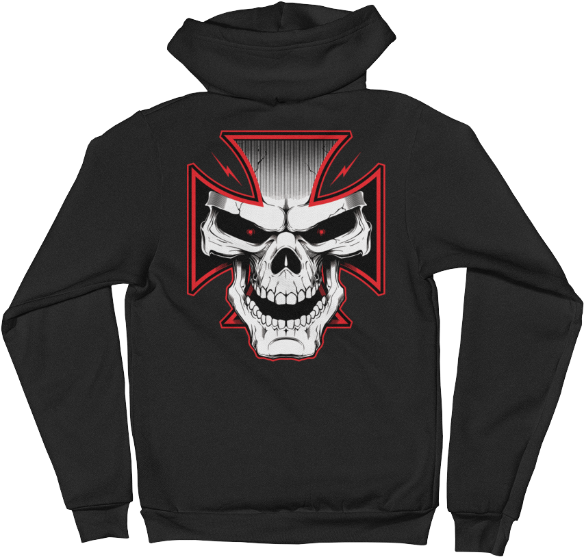 Iron Cross Mens Zip-up Hoodie Sweater - Sweatshirt Clipart (1000x1000), Png Download