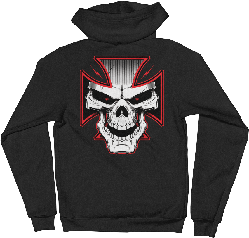 Iron Cross Mens Zip-up Hoodie Sweater - Sweatshirt Clipart - Large Size ...