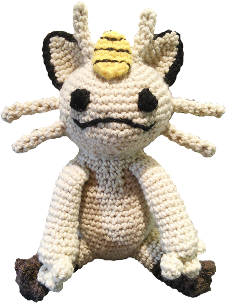 Meowth Pokemon Amigurumi - Stuffed Toy Clipart (488x640), Png Download