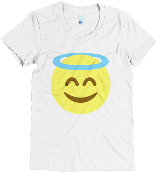 Angel Emoji T-shirt ﻿a Face With A Halo Above - Smiley Clipart (600x600), Png Download