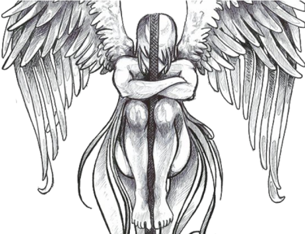 Simple Angel Tattoo Men Clipart (640x480), Png Download