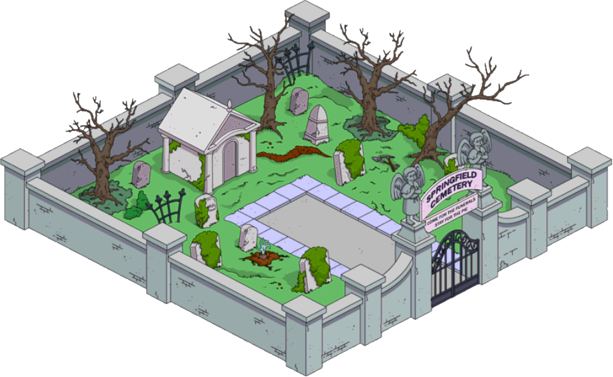 Springfield Cemetery Tapped Out - Simpsons Tapped Out Halloween Design Clipart (882x543), Png Download