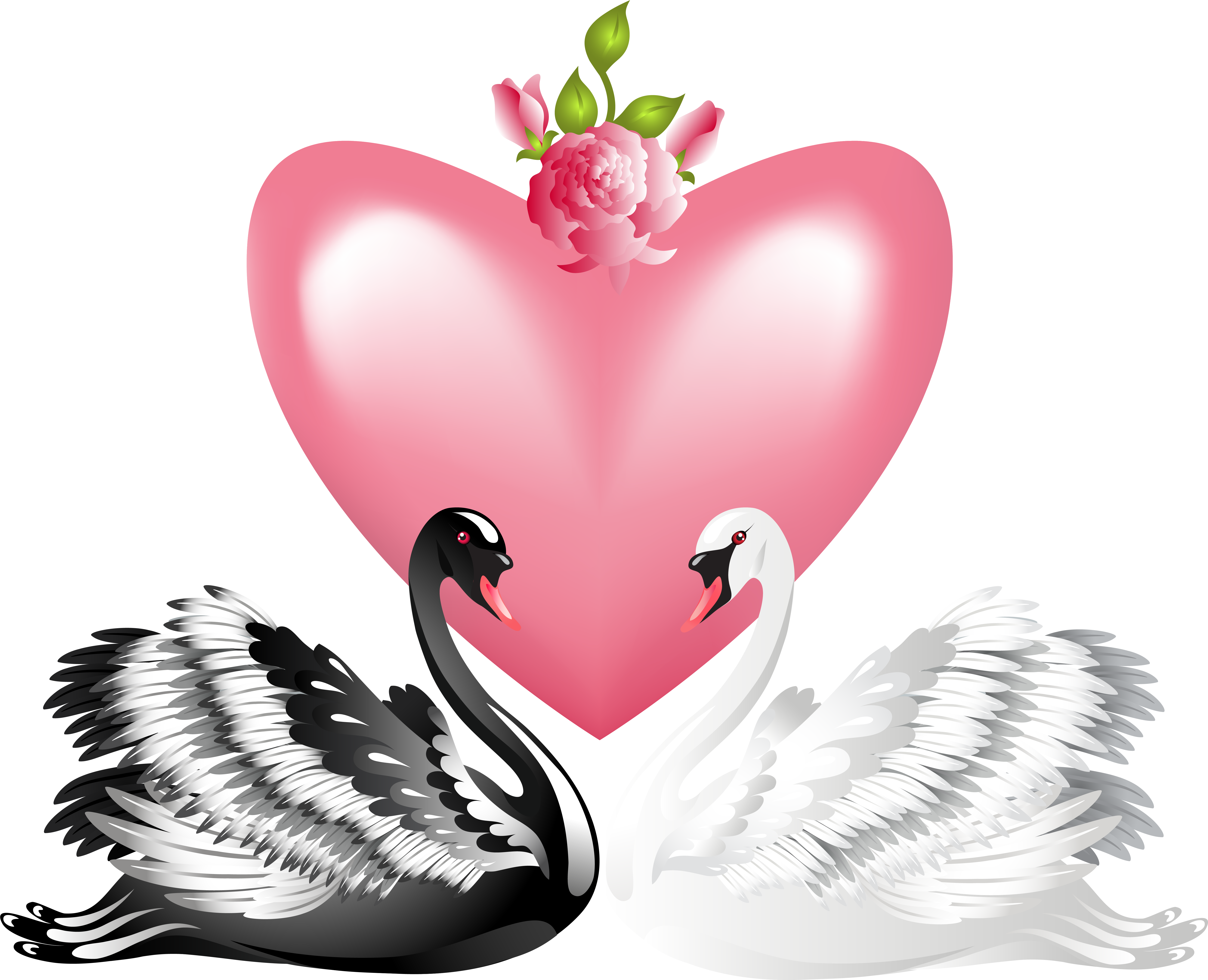 Valentine's Day Love Swans Transparent Png Clip Art - Transparent Valentine (6592x5324), Png Download