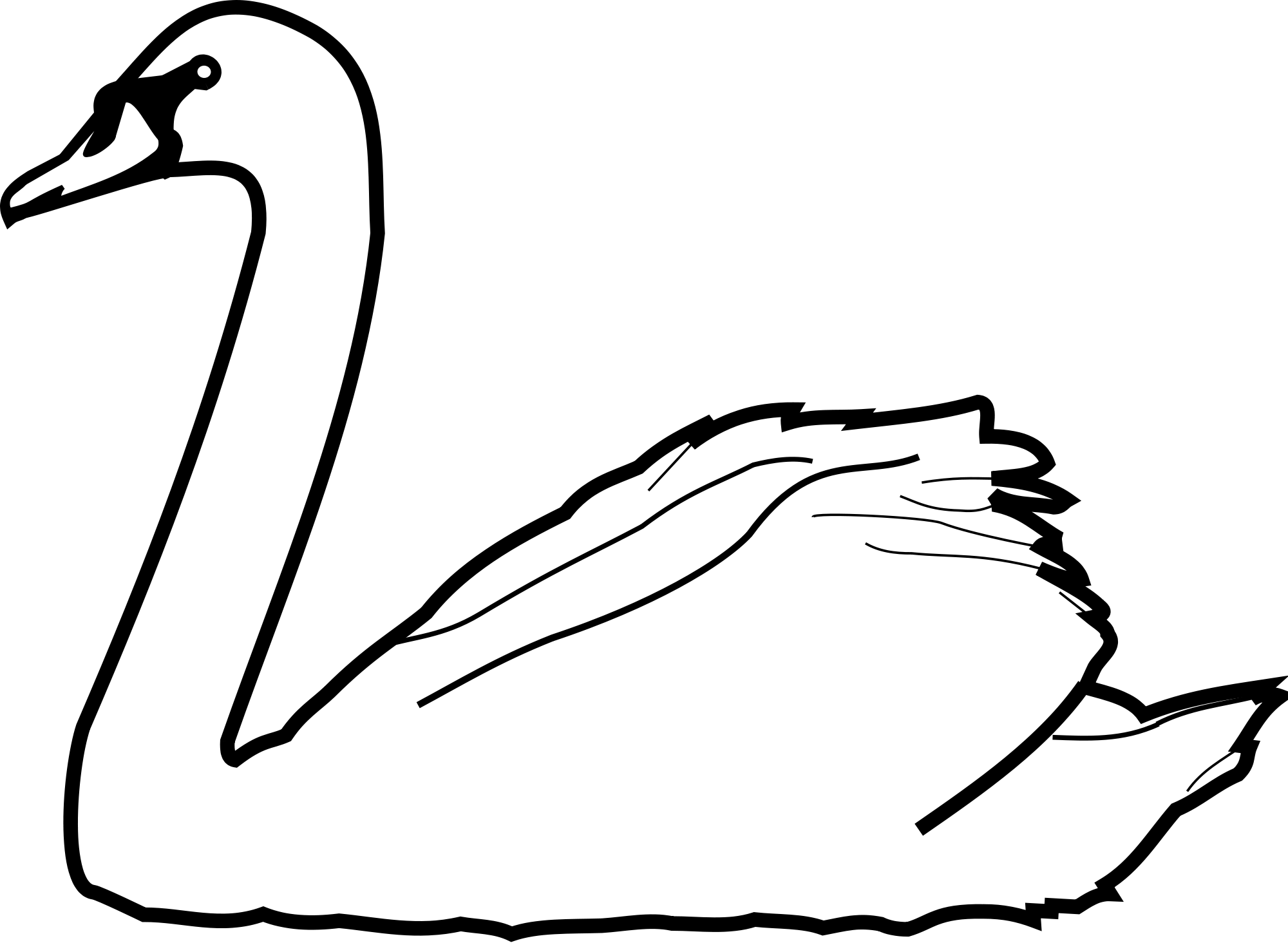 Swans Drawing At Getdrawings - Outline Of A Swan Clipart (2000x1464), Png Download