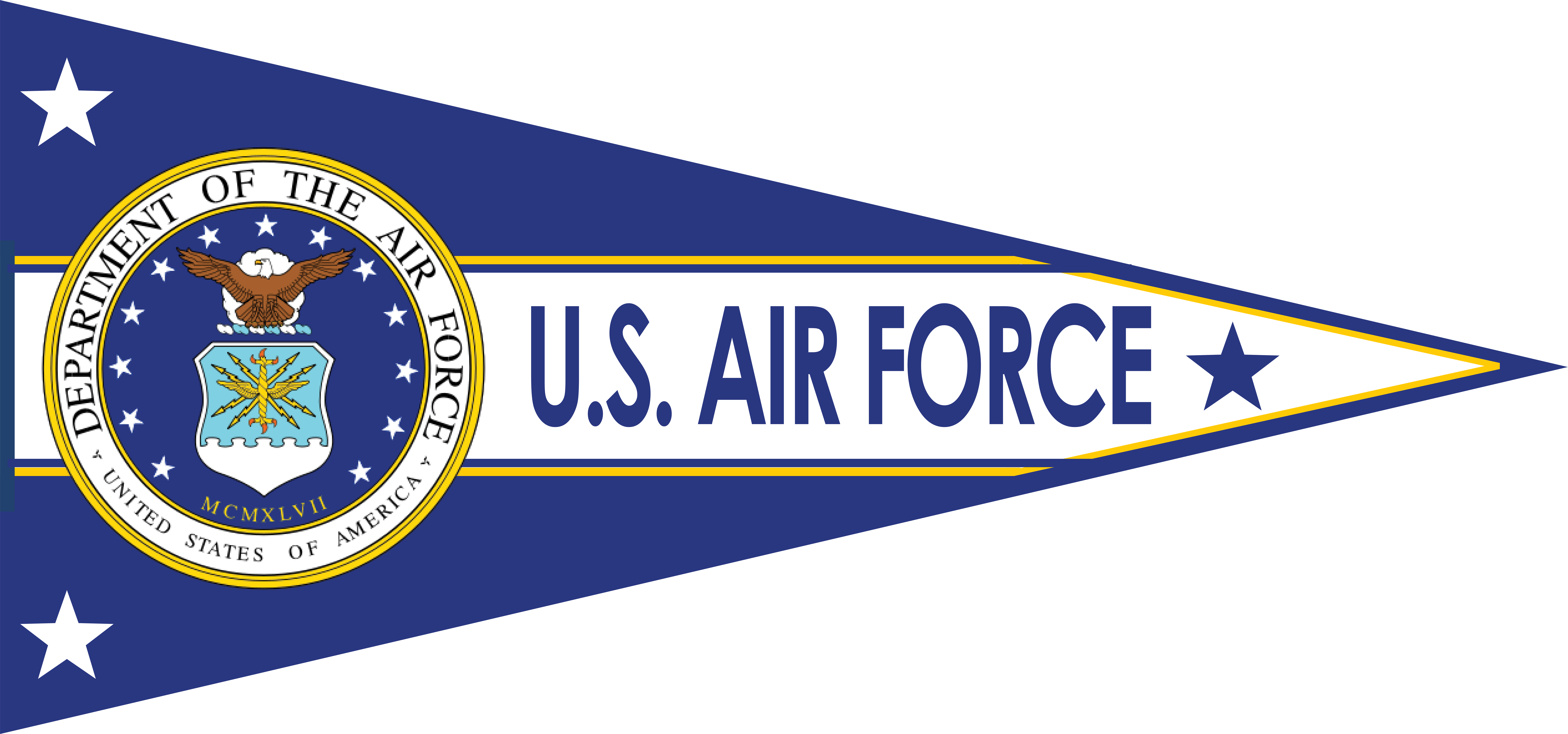 Air Force Pennant - Us Air Force Png Transparent Clipart (10000x4681), Png Download