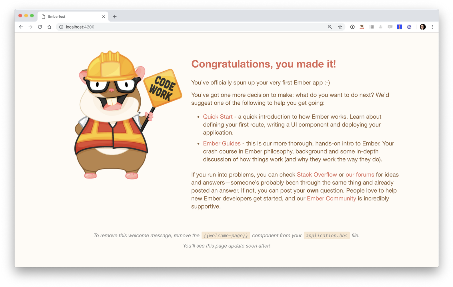 For This Walkthrough, I'll Use The Simplest Ember App - Ember.js Clipart (1600x1020), Png Download