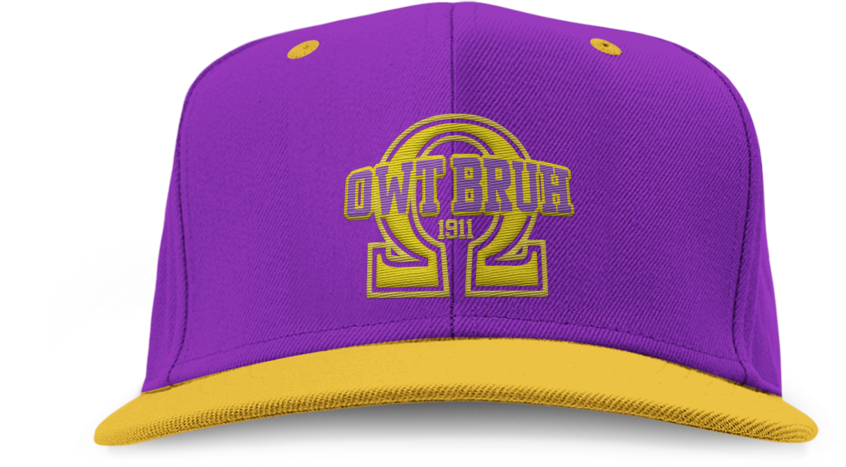 Omega Psi Phi Embroidered Owt Bruh Snap Back Hat Omega - Baseball Cap Clipart (2000x2000), Png Download