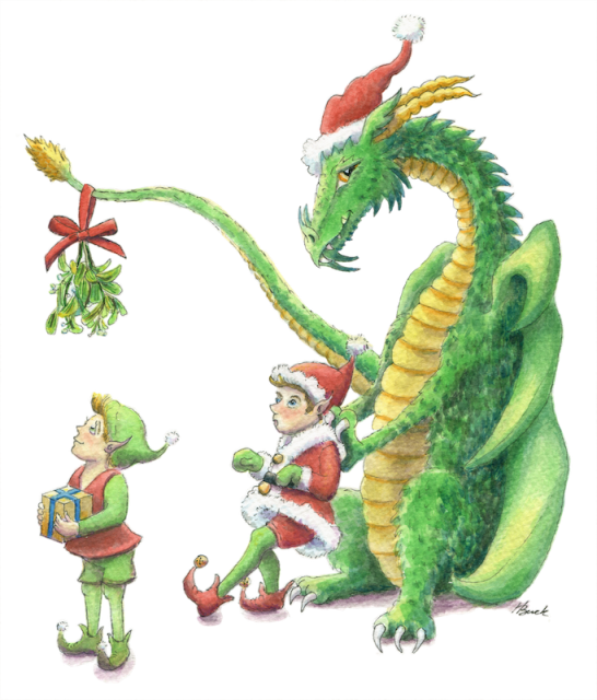 Christmas Dragon - Holiday Dragon Clipart (546x640), Png Download
