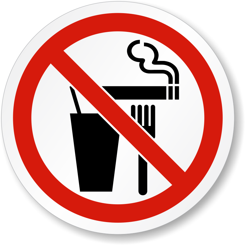 Do Not Eat, Drink Or Smoke Iso Label - No Smoking No Food Clipart (800x800), Png Download