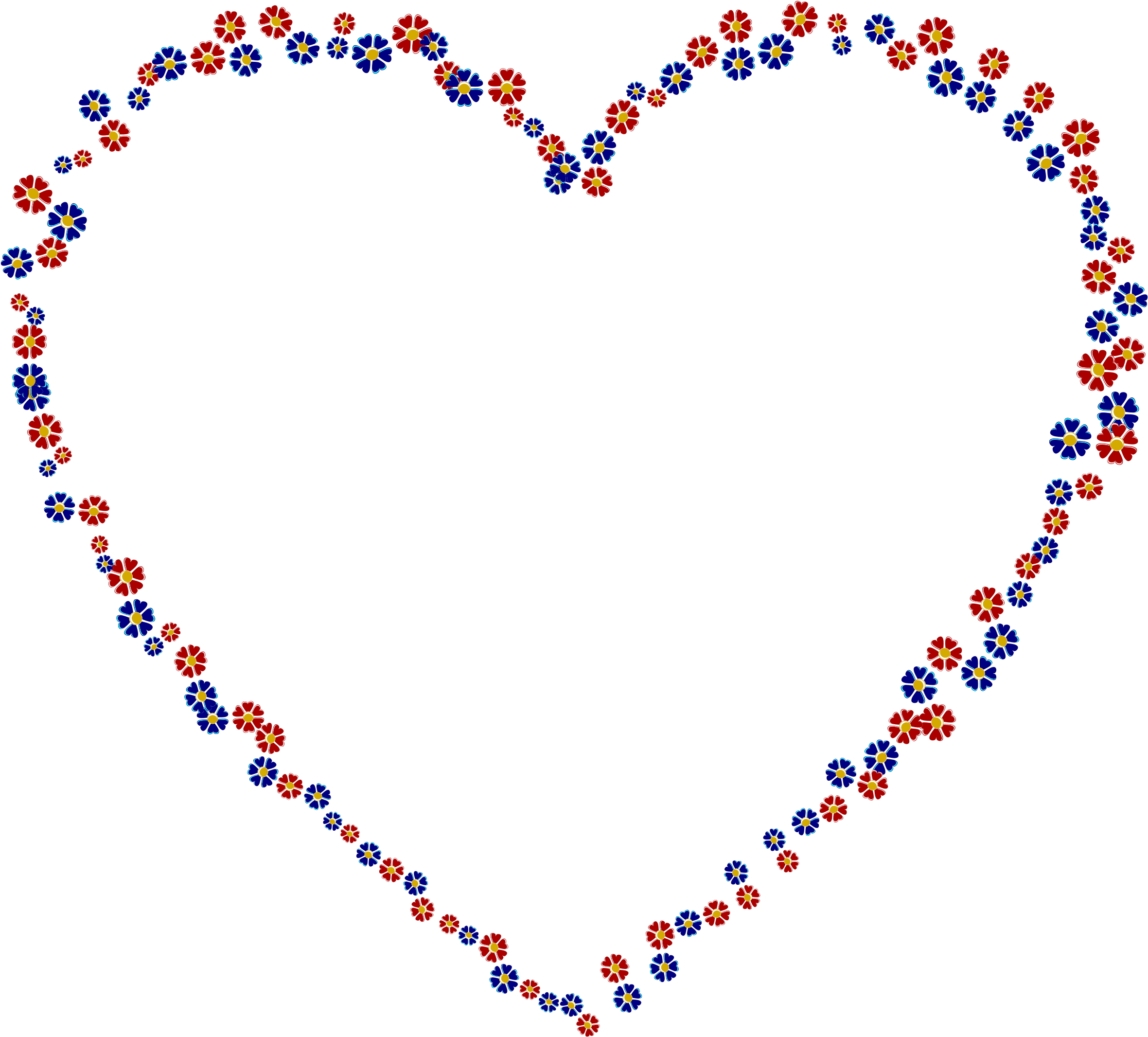 This Free Icons Png Design Of Red And Blue Floral Heart Clipart (2400x2167), Png Download