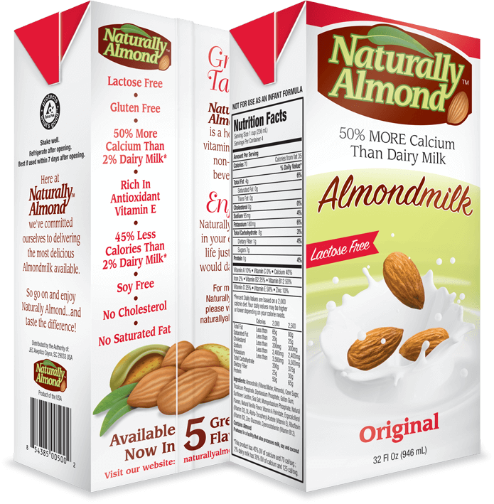 Original Naturally Almond Milk - Naturally Almond Vanilla Unsweetened Clipart (695x709), Png Download